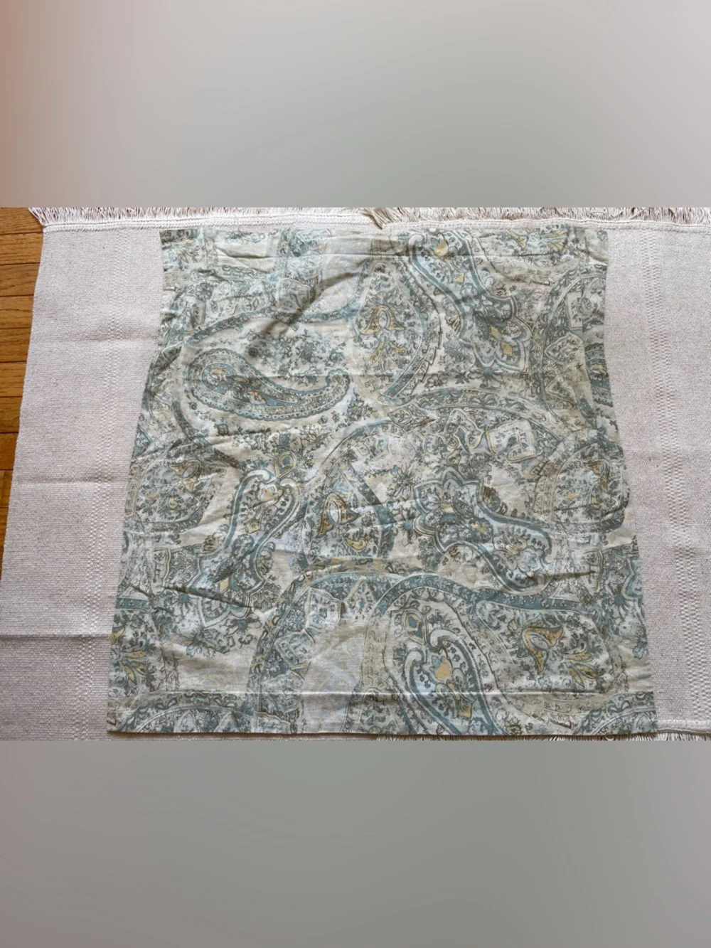 Pottery Barn Paisley Linen Cotton King Duvet And Euro Shams Blue Fresco